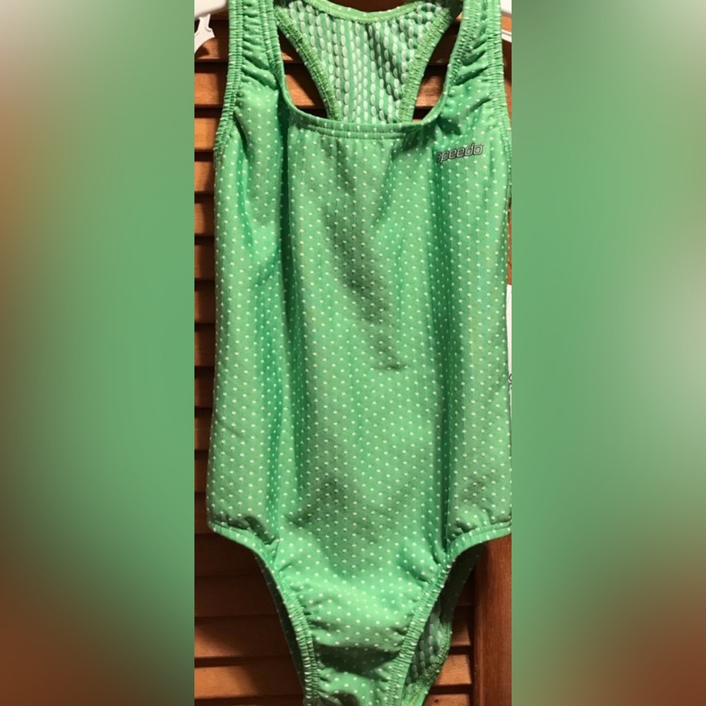Speedo Green & White Polka Dot Swimsuit